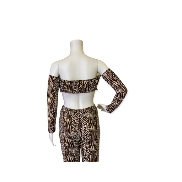 Brown Leopard Print Wide Leg Pants Set - Picture 5 of 7